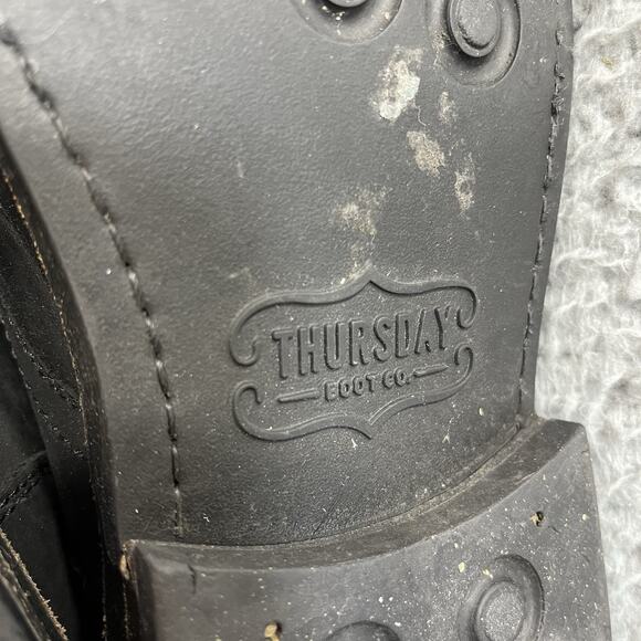 THURSDAY BOOT COMPANY CAPTAIN BOOTS MENS 11.5 BLACK MATTE LACE UP LEATHER *READ* - Picture 5 of 12